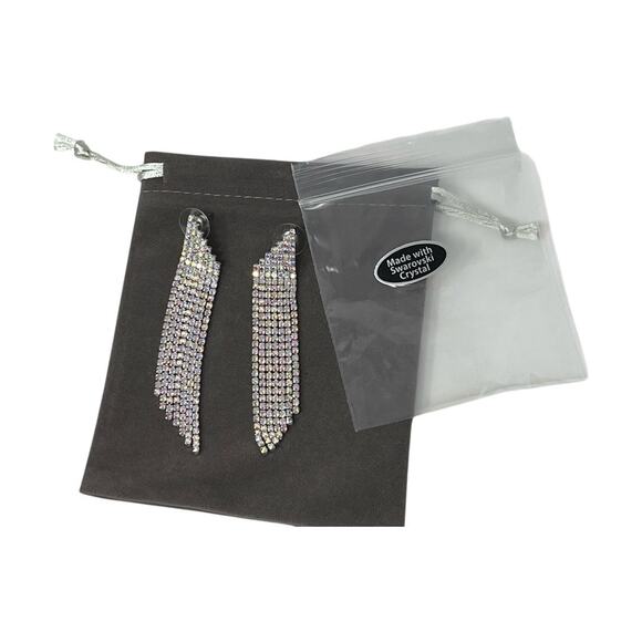 Sparkling Boutique Fringe Earrings Made with Swarovski Crystals – 3” Drop - Picture 4 of 6